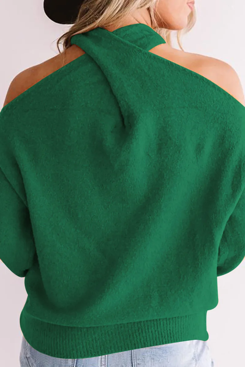 

Women Sweater Thick Sexy Backless V-neck Oversize Ladies Jumpers Long Sleeve Loose Female Pullover Korean Fashion Knitted Tops