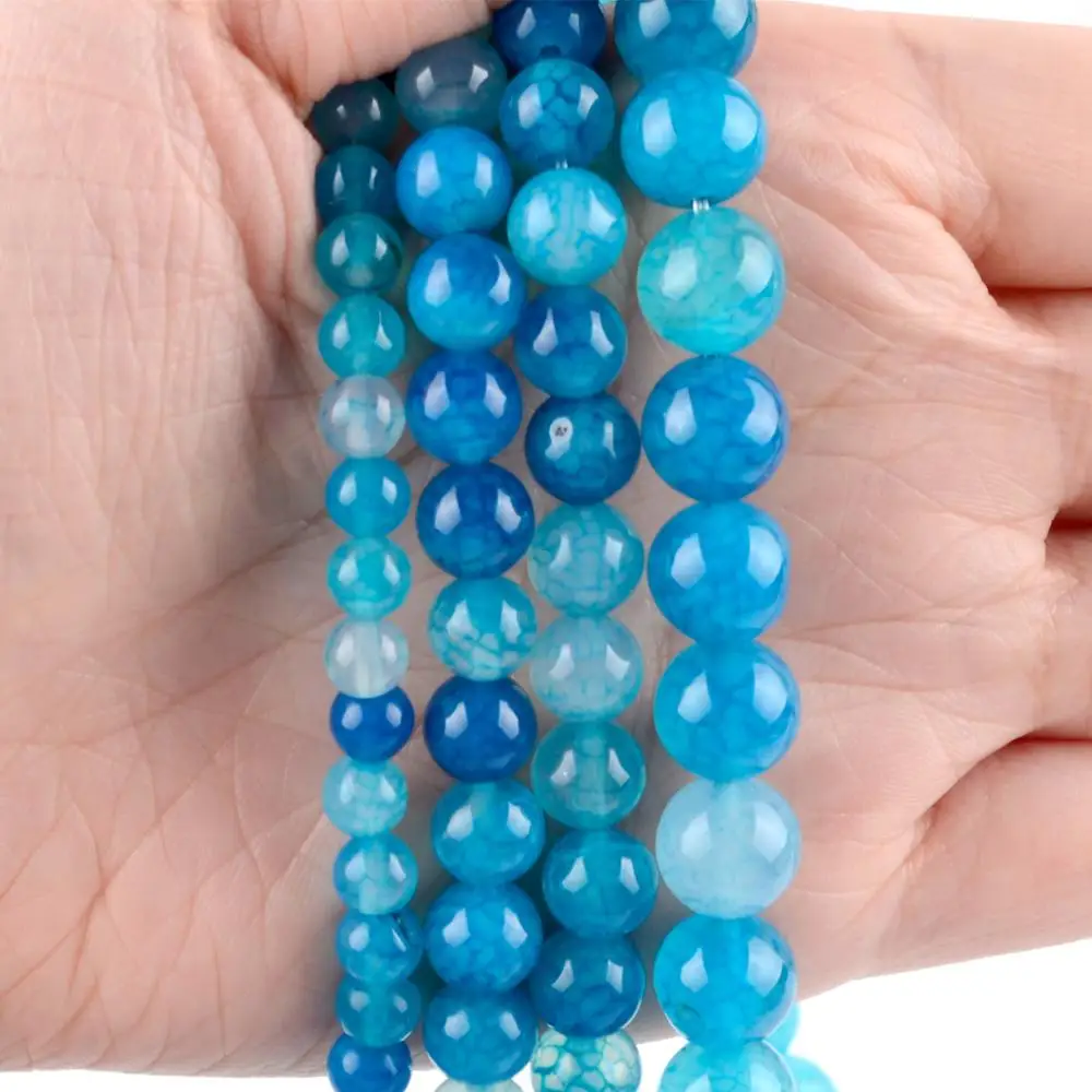 Натуральный камень Небесно-Голубой треснувший Агаты &quotвены дракона&quot бусины