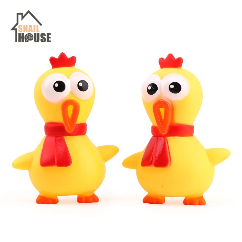 

Snailhouse 2021 New Cute Funny Big Eyes Screaming Chicken Pet Dog Toys Squeaky Sound Vent Toys Squeeze Soft Rubber Decompression