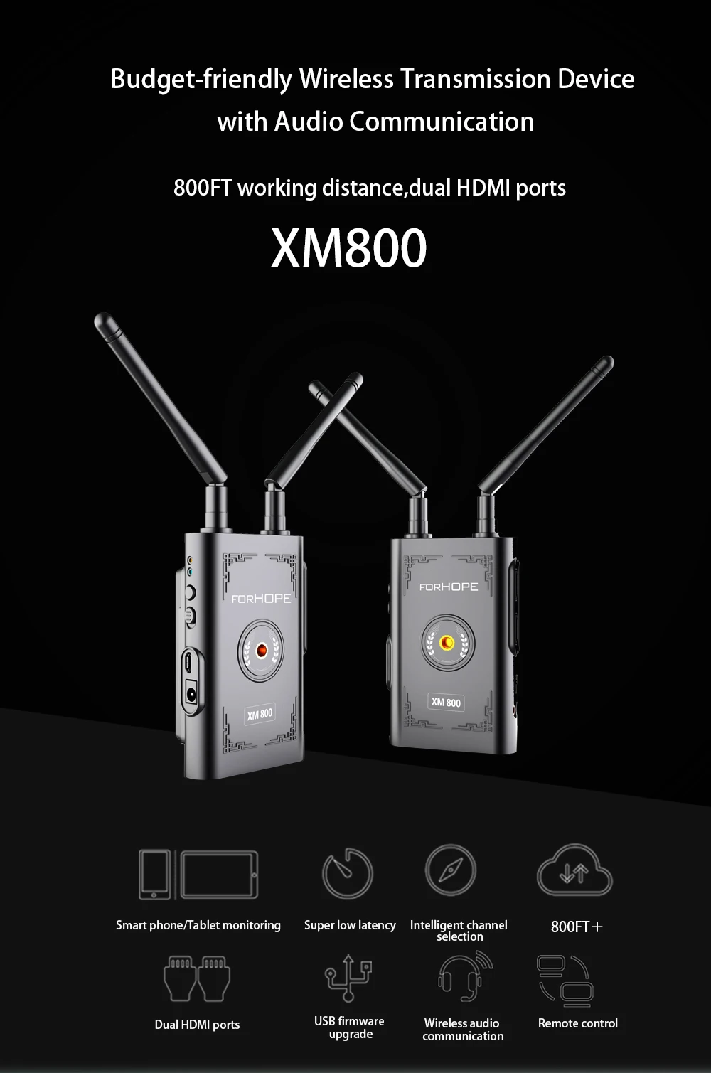 XM800 800ft Беспроводная система передачи аудио HDMI планшет телефон Мониторинг для камеры фото фотографии PK Hollyland Mars 400S