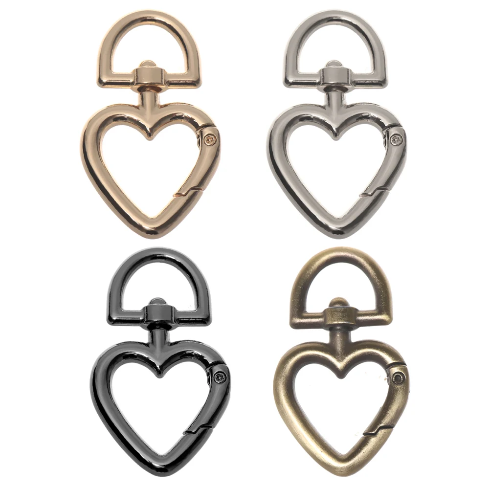 1 PC Zinc Alloy Plated Gate Spring Rings Heart Shape Buckles Purses Handbags Carabiner Clips Easy Push Trigger Snap Hooks | Спорт и