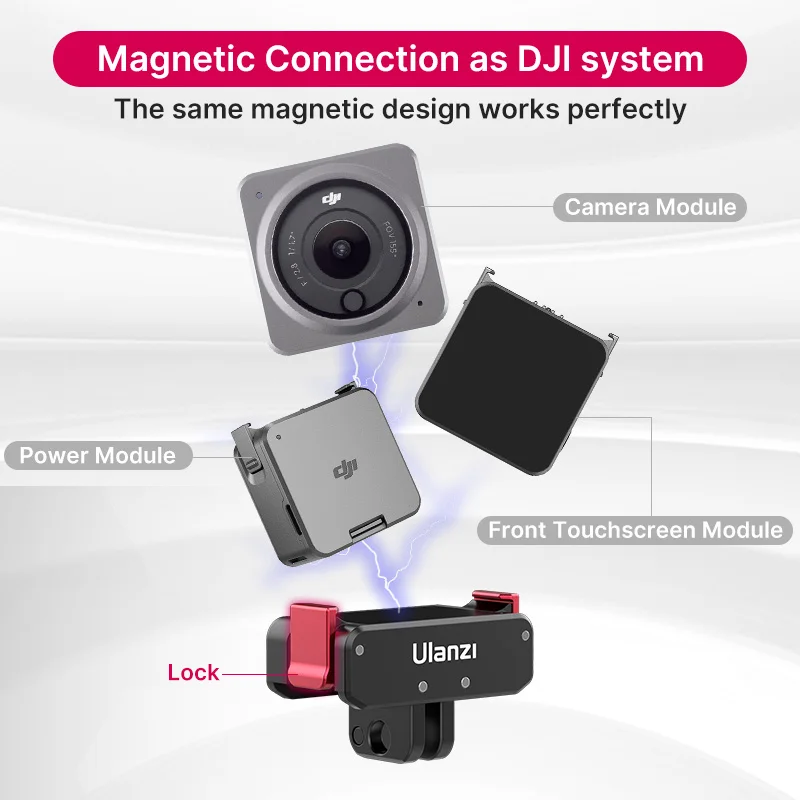 Ulanzi OA-11 Magnetic Power Supply Base Dual Interface Folding for DJI Osmo Action 2 Foldable Mount Adapter |