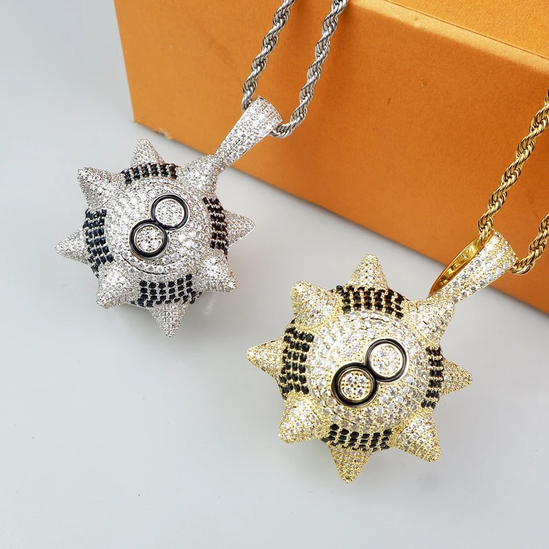 Золотой и Серебряный двухцветные металлические заклепки шар черный восемь кулон