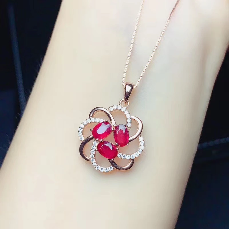 Женское Ожерелье с натуральным Рубином вечернее ожерелье из серебра 925 пробы