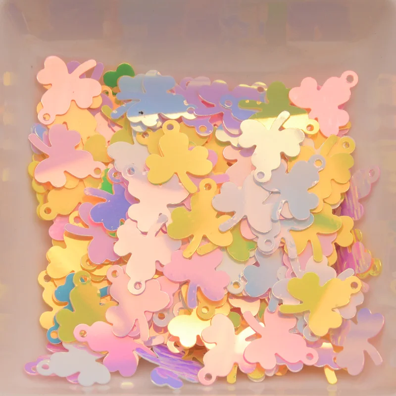 Блестящие пайетки из ПВХ в форме цветка клевера 25 г 11 х15 мм | Дом и сад