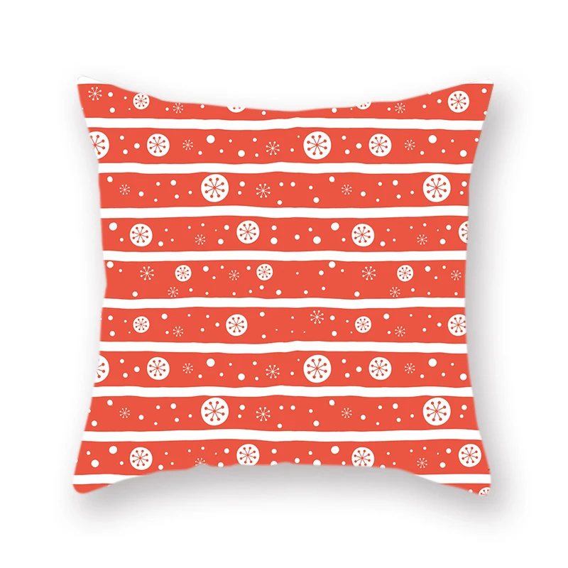 Christmas Snowflake Simple Double-sided Polyester Pillowcase Elk Pattern 1pcs Red Geometric Sofa Decorative Cushion Cover | Дом и сад