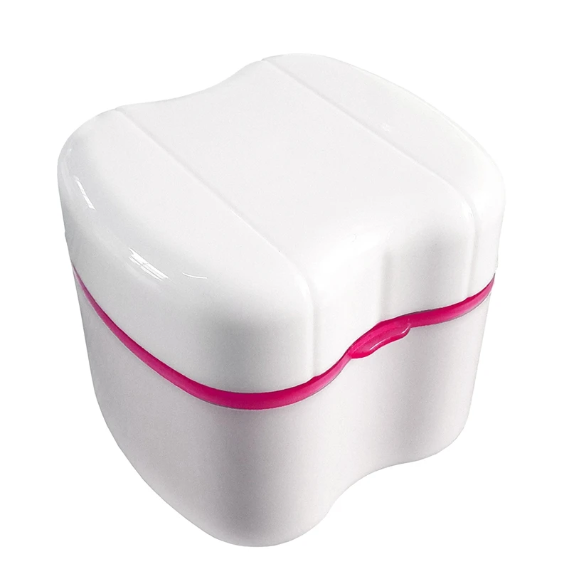 Pink Denture Box with Specially Designed Holder for Rinse Basket, Great for Dental Care, Easy to Open, Store and Retrieve - Цвет: Pink