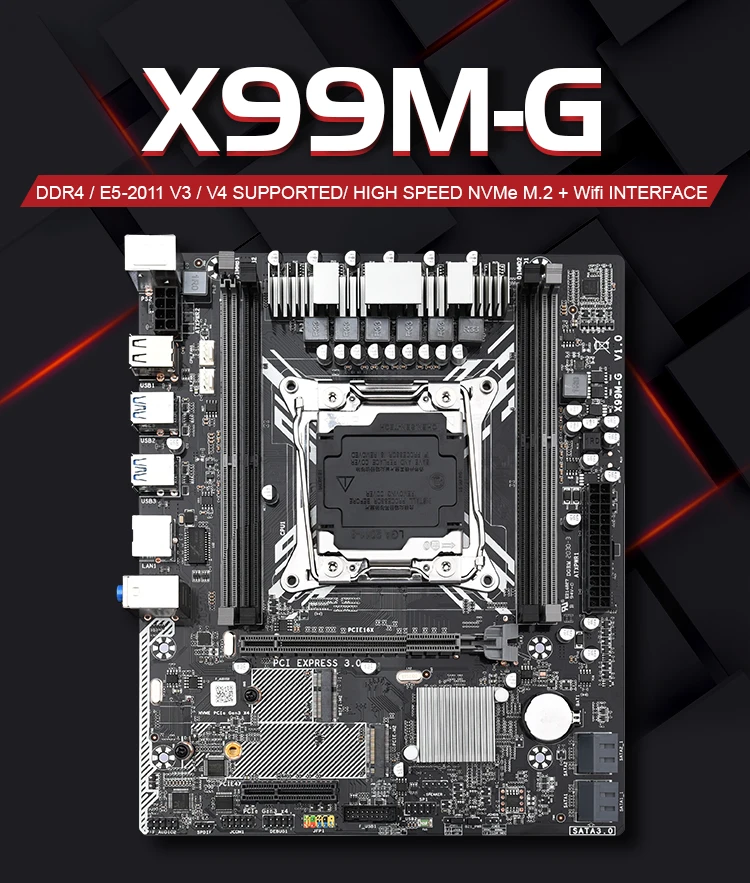   JINGSHA X99 MG, LGA 2011-v3,  E5 v3,   DDR4 ECC REG,  2620 V3 2678V3  SSD M.2 SATA 3, 0 PCIE 16X