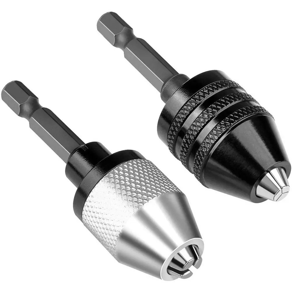 

2PCS Drill Chuck Adapter Converter Tools 1/4 inch Hex Shank Keyless Grinder Drilling Chuck Quick Change Adapter Heavy Duty