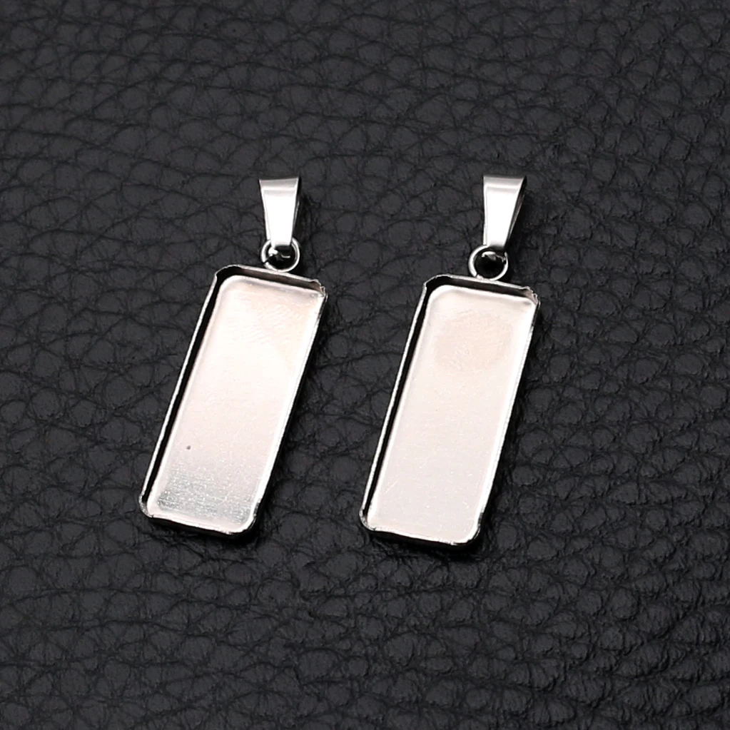 10pcs 10 шт./партия, прямоугольный кабюшон из нержавеющей стали, Пустые Подвески, подвеска, гнездовая оправа, лотки с барами, сделай сам, ювелирных изделий - Цвет: 10pcs