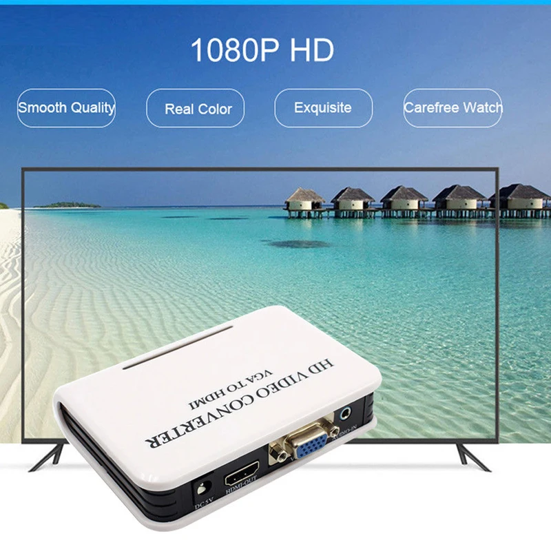 Аудио-Кабель hdmi-vga-hdmi 1080P Full HD HDTV видео ТВ преобразователь адаптер коробка