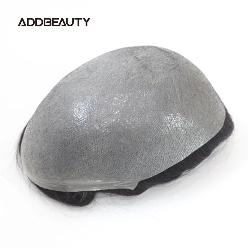 

Thin Skin PU 0.2-0.3mm Vloop Men Toupee Hairpiece Human Hair Wig Wave Straight Indian Remy Hair System Replacement Natural Color