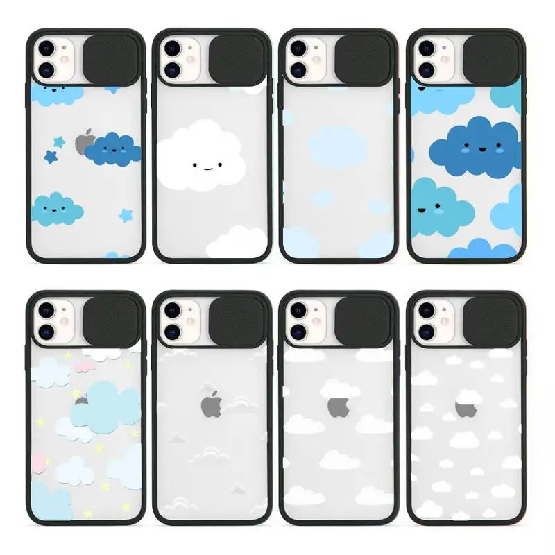 

Corlorful clouds Cartoon Phone Case For iPhone 12 11 8 7 se 2020 mini pro X XS XR MAX Plus Transparent Camera Protection Cover