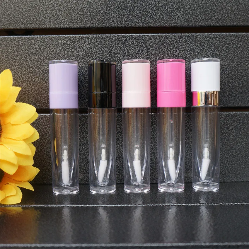 

10-100PCS 6.4ml Empty Lip Gloss Tube Plastic Lipgloss Bottle DIY Container White Black Cap Cylinder Small Lipgloss Wholesale