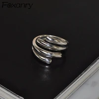 foxanry 925 stamp rings for women new trend vintage elegant creative multi layer cross adjustable party jewelry gifts