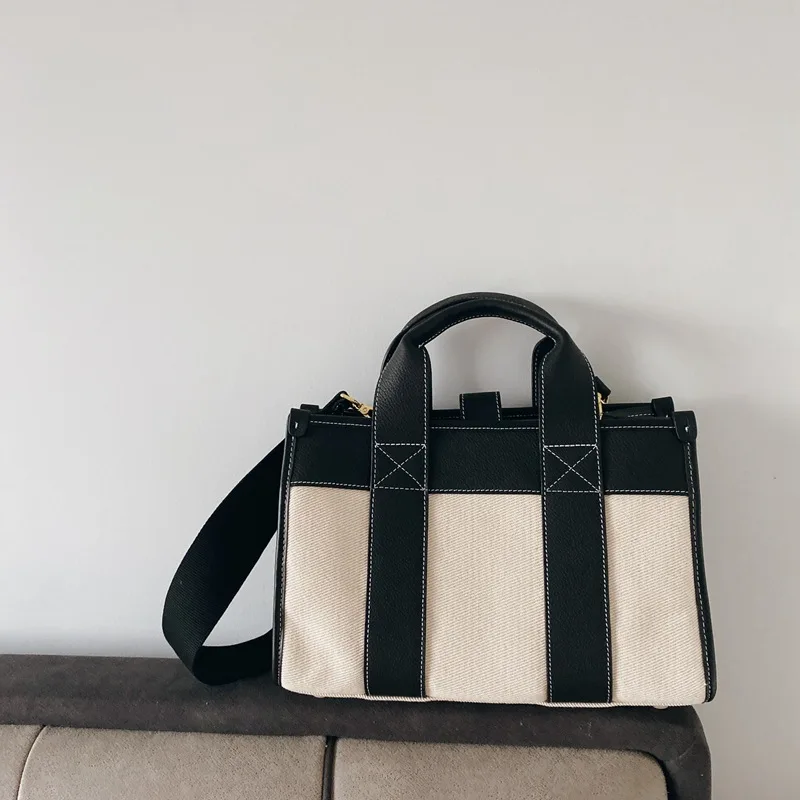 

Large Capacity Genuine Cow Leather Ladies Hand Bags 2021 New Fashion Shoulder Bag Luxury Designer Canvas Female Handbag Totes