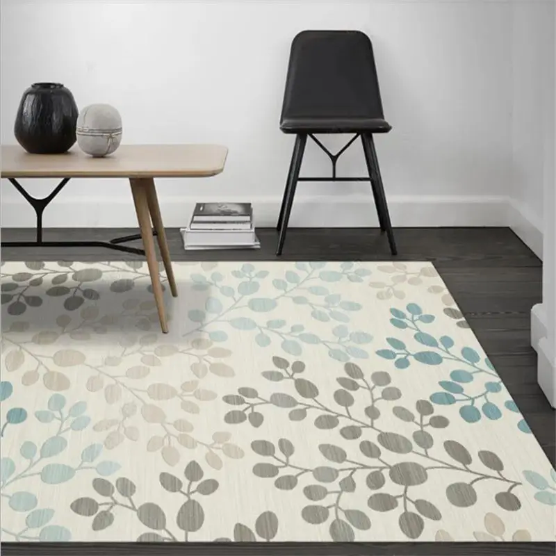 

Carpets for Living Room European Classical Blue Gray Leaf Pattern Carpet Rugs for Children Rooms Living Room Table Accessories