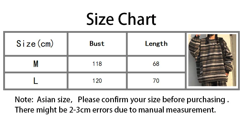 

Pullover Women Vintage Striped Sweater Oversize Long Sleeve Couples Knitted Tops Hip Hop Plus Size Streetwear Pullover Female