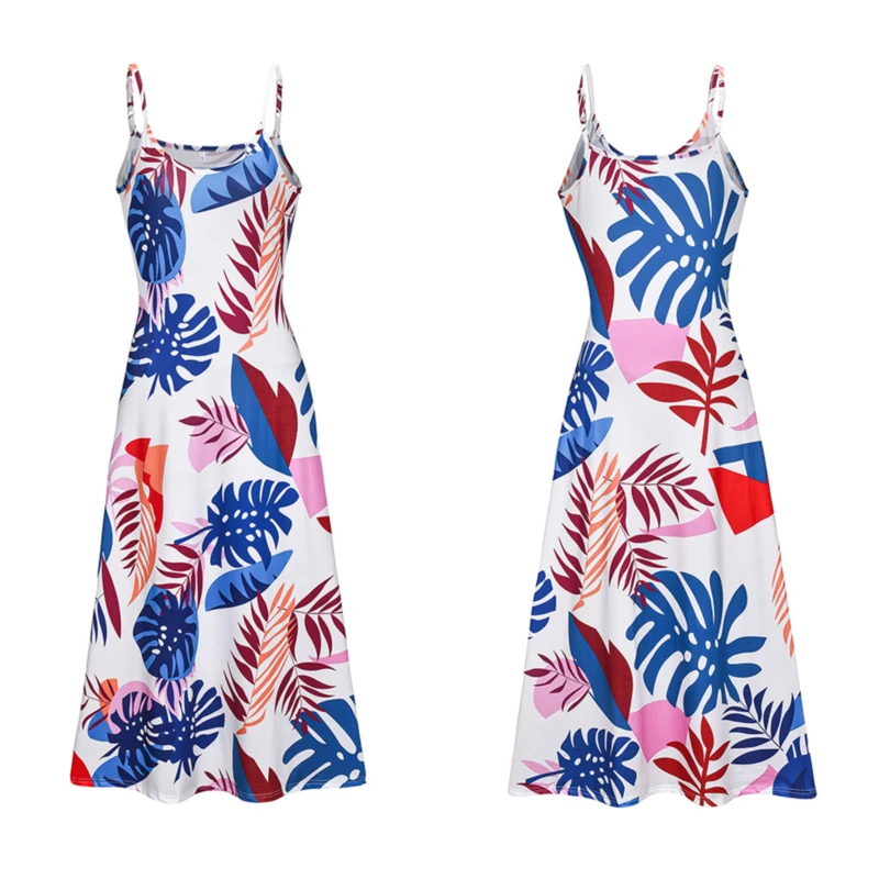 

Summer Women Sling Floral Long Dresses Boho V-Neck Sleeveless Beach Floral Print Maxi Dress Lady Beach Sundress Dresses