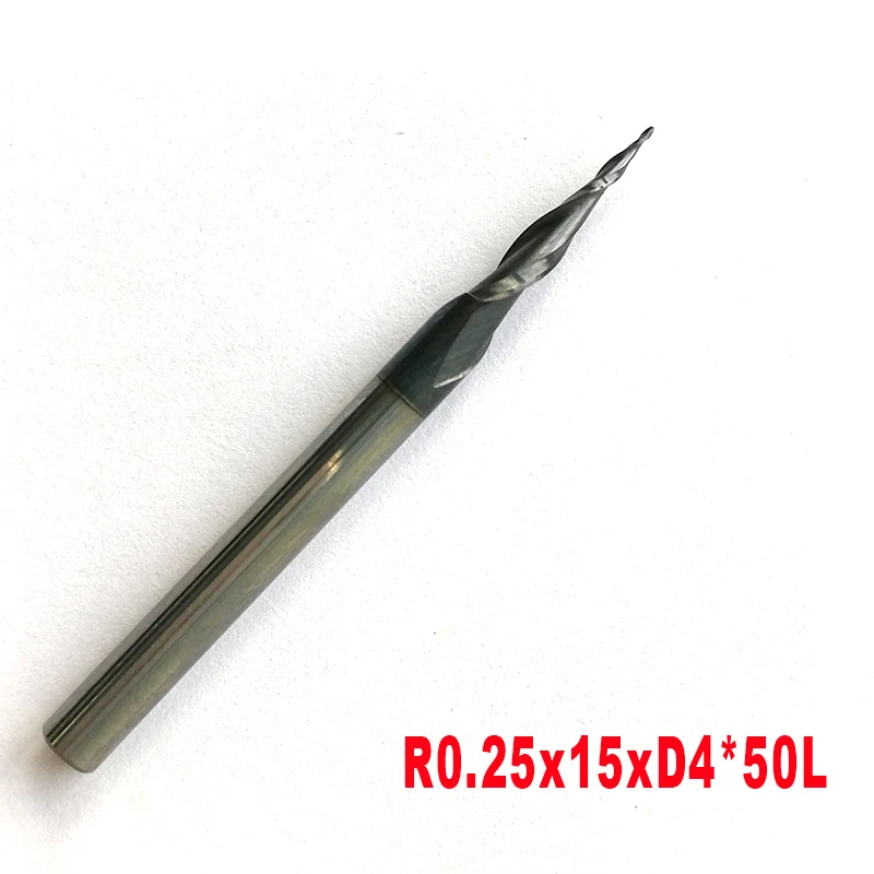 Концевые фрезы D4 * 15 50L 2F R0.25 & R0.5 R0.75 R1.0 с вольфрамовым твердосплавным покрытием