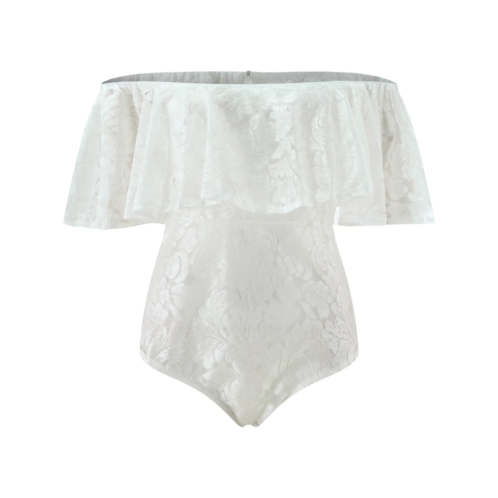 

2021 Summer Women Lace Bodysuit Jumpsuits Romper Off Shoulder V Neck Body Top Beach Overalls Dropshipping