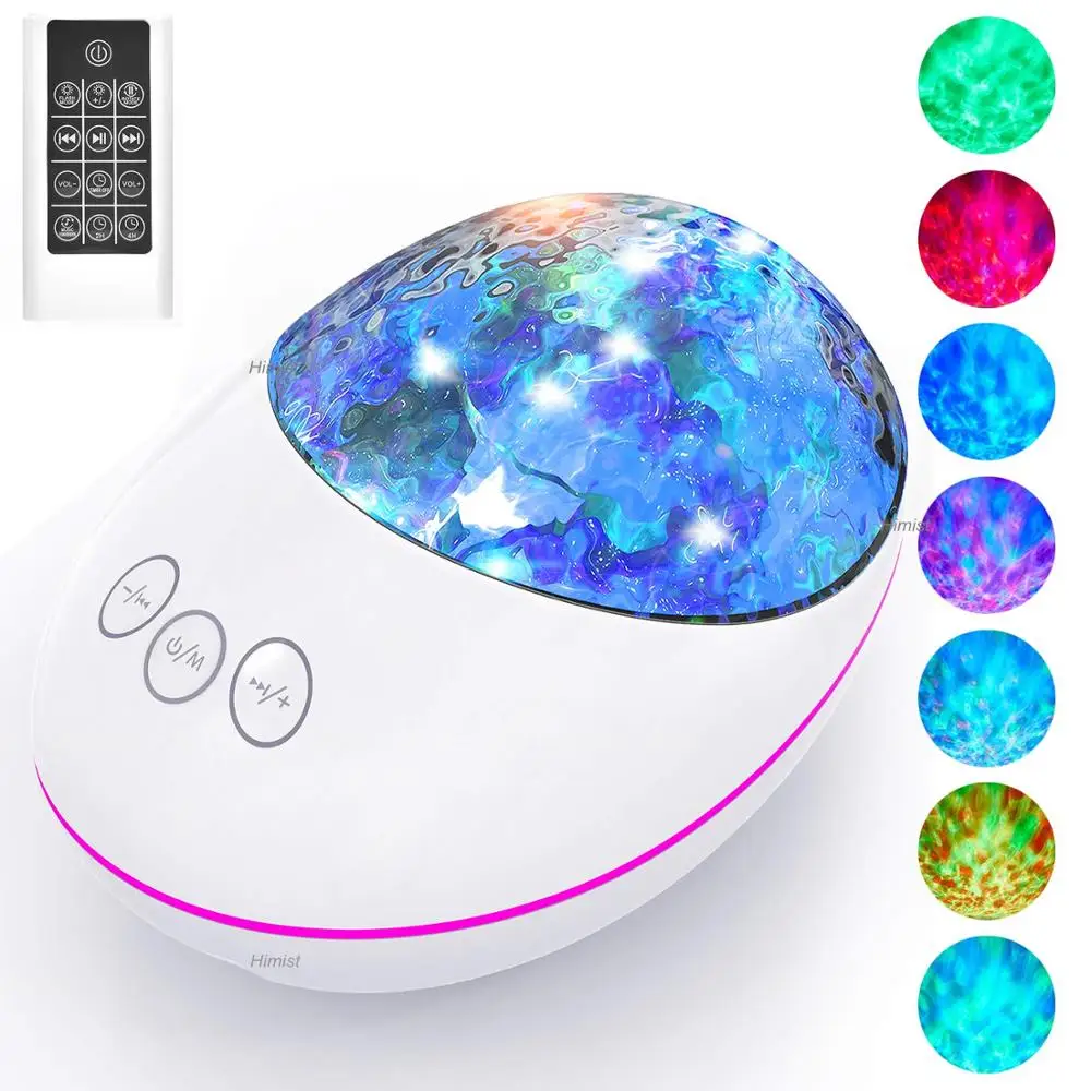 

Lucky Stone Ocean Wave Projector Night Light Lamp Bluetooth Music Player Remote Control Water Wave Color Led Projector For Baby