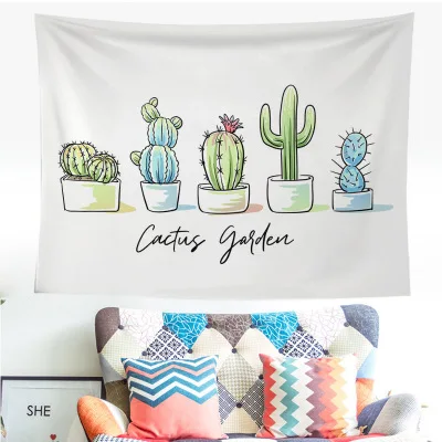 Свежий Зеленый Кактус настенный гобелен гостиная художественные декорации