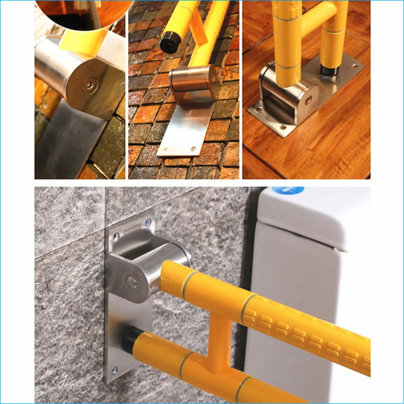 60 см желтые и белые поручни из нержавеющей стали для защиты туалета безопасности