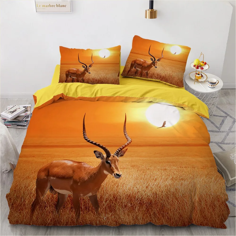 

Bedding Sets 3D Blue White Duvet Quilt Cover Set Comforter Bed Linens Pillowcase King Queen Full Double Deer Elk 240x220cm Size