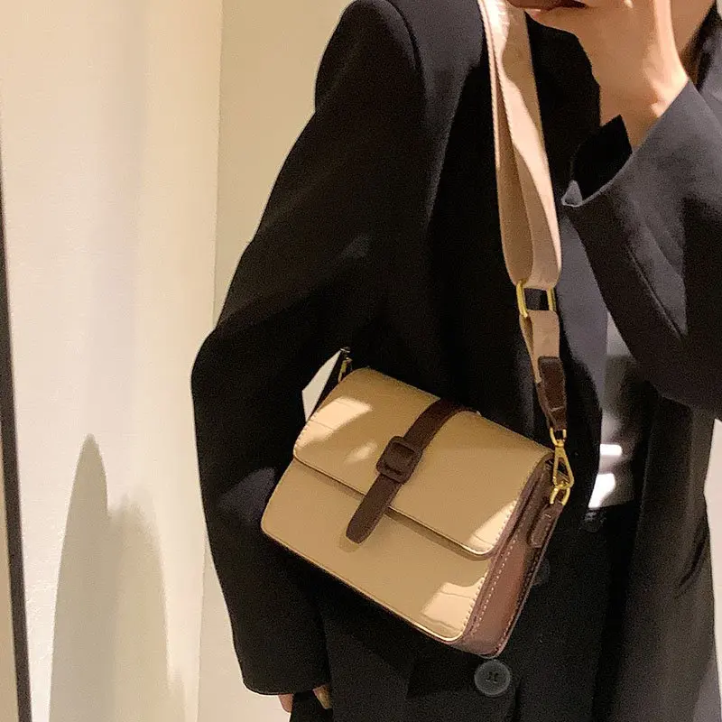 

2021 fashion simple pu one shoulder messenger bag elegant female square tote bag high quality messenger bag