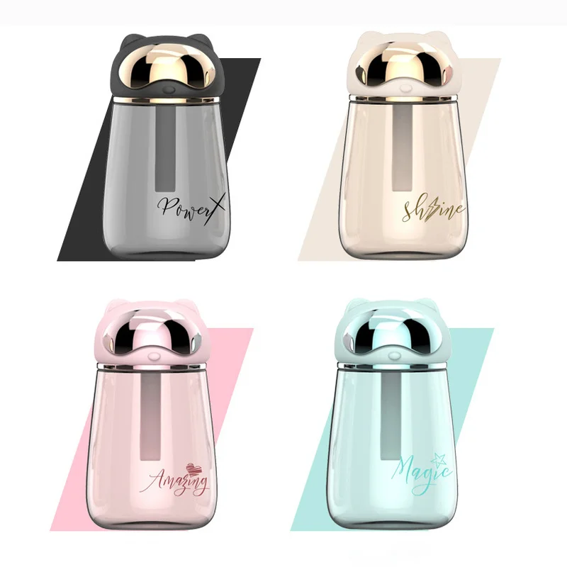 

Portable Cute Cat Bottles 400ml Travel Plastic Water Bottle Kids Small Space My Water Bottle Protein Shaker Belly Cup Drinkware