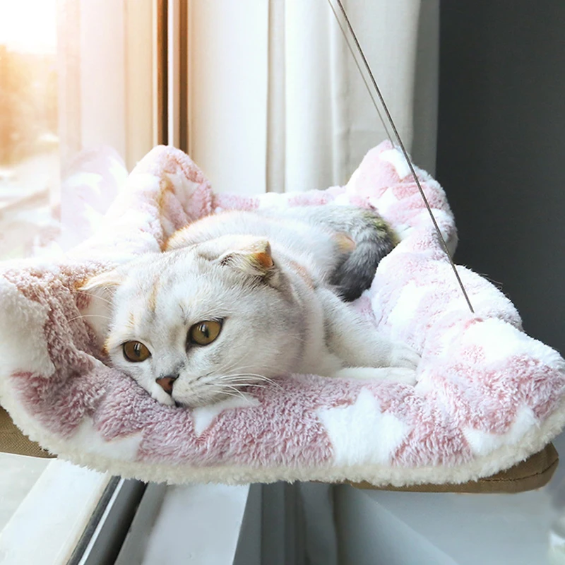 Pet Supplies Cute Cat Hanging Beds Comfortable Sunny Seat Window Mount Hammock Shelf Bearing 17.5kg | Дом и сад