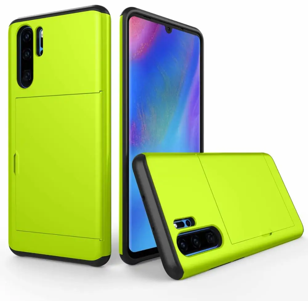 green Для huawei P30 pro тонкий гибридный армированный противоударный резиновый чехол-бампер для телефона Бумажник слот для карт держатель задняя крышка для huawei P30 Coque - Цвет: green