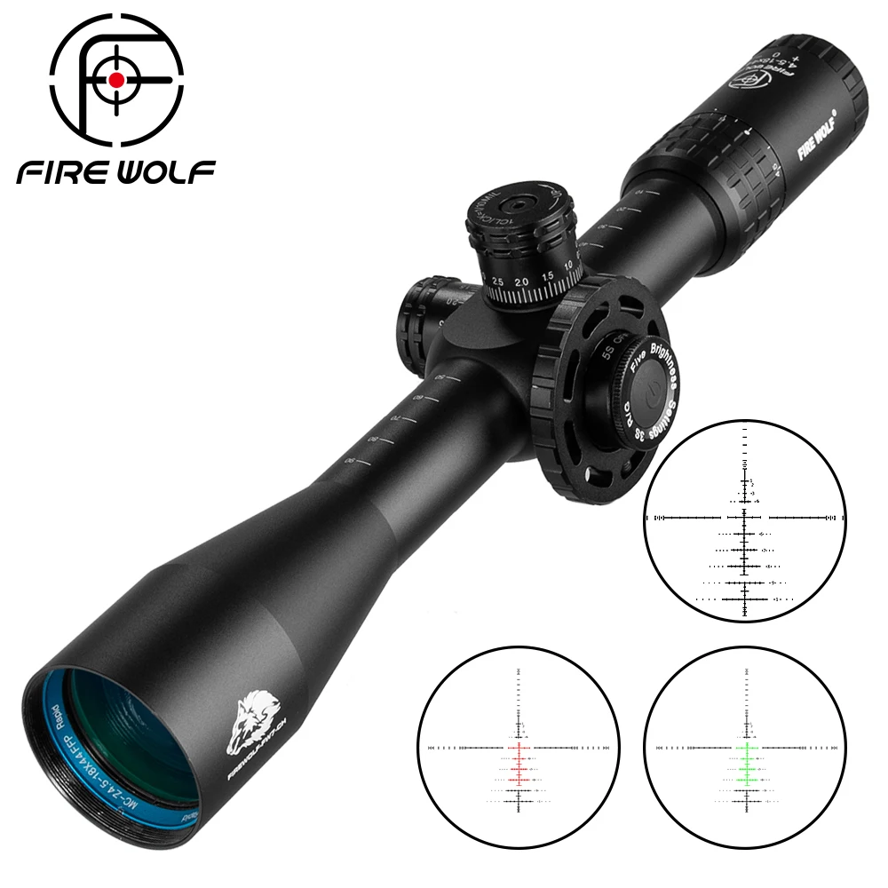 Тактический Оптический прицел Fire wolf 4 5 18X44 FFP регулируемый красный и зеленый