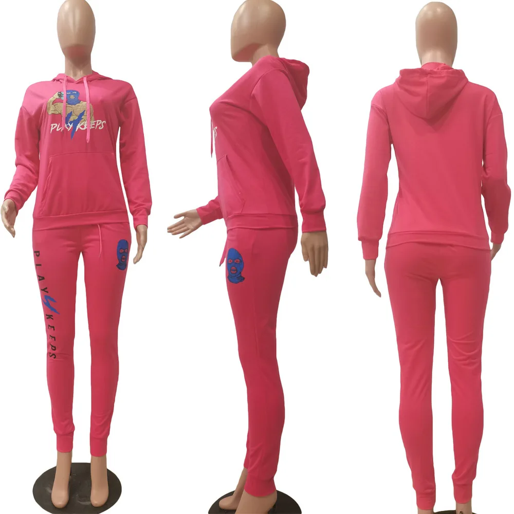 Женский спортивный костюм с карманами пуловер длинным рукавом и капюшоном топы