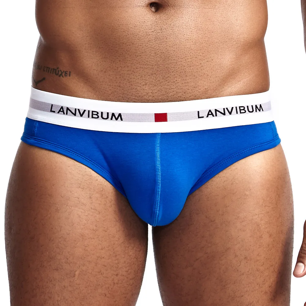 Трусы-брифы мужские однотонные выпуклые кальсоны удобные мягкие хлопковые шорты