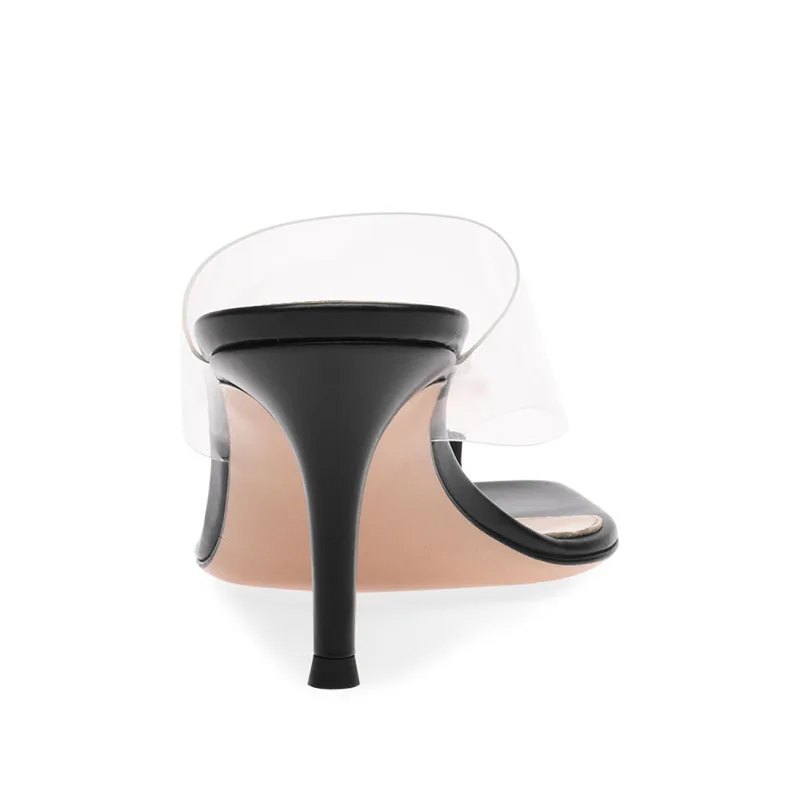 Clear Heels Transparent High Heel Sandals For Women 2022 Square Toe Heeld Flip Flops Ladies Slippers Slide Thong Sandal Shoes
