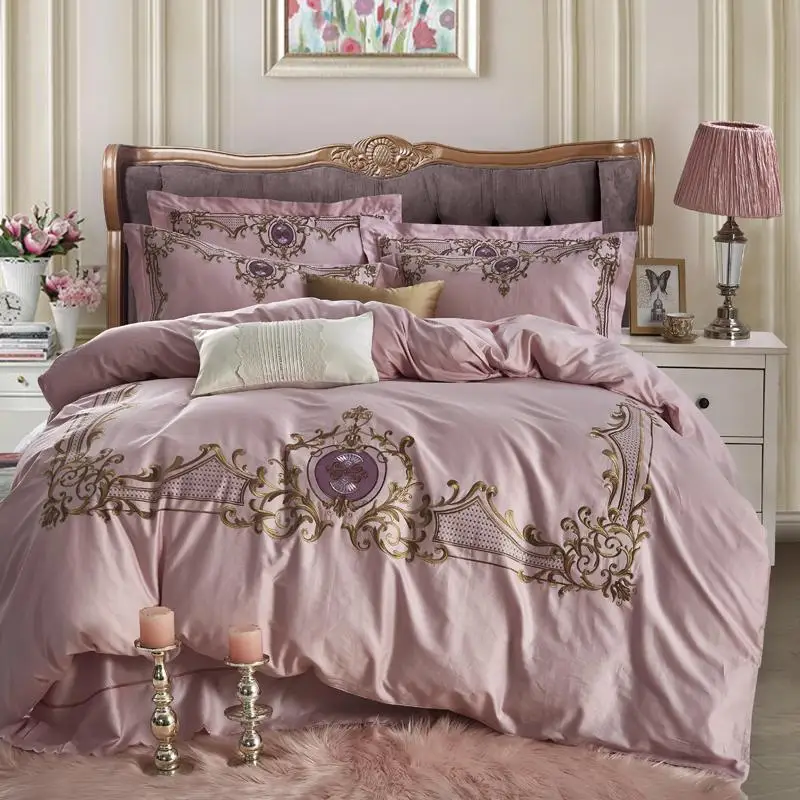 4 шт египетского хлопка Queen King size Роскошные цвета: золотистый Серебристый Серый