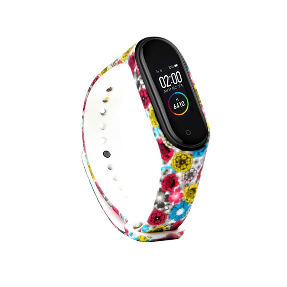 Flower 2 Для mi Band 3, 4, ремешок, ремешок для Xiaomi mi, ремешок 3, Сменные аксессуары, браслет для Xiao mi band 3, браслет - Цвет: Flower 2