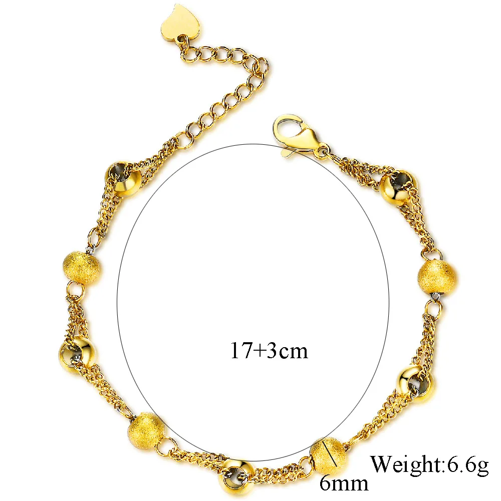 Браслет женский матовый из бусин и нержавеющей стали Ювелирное Украшение