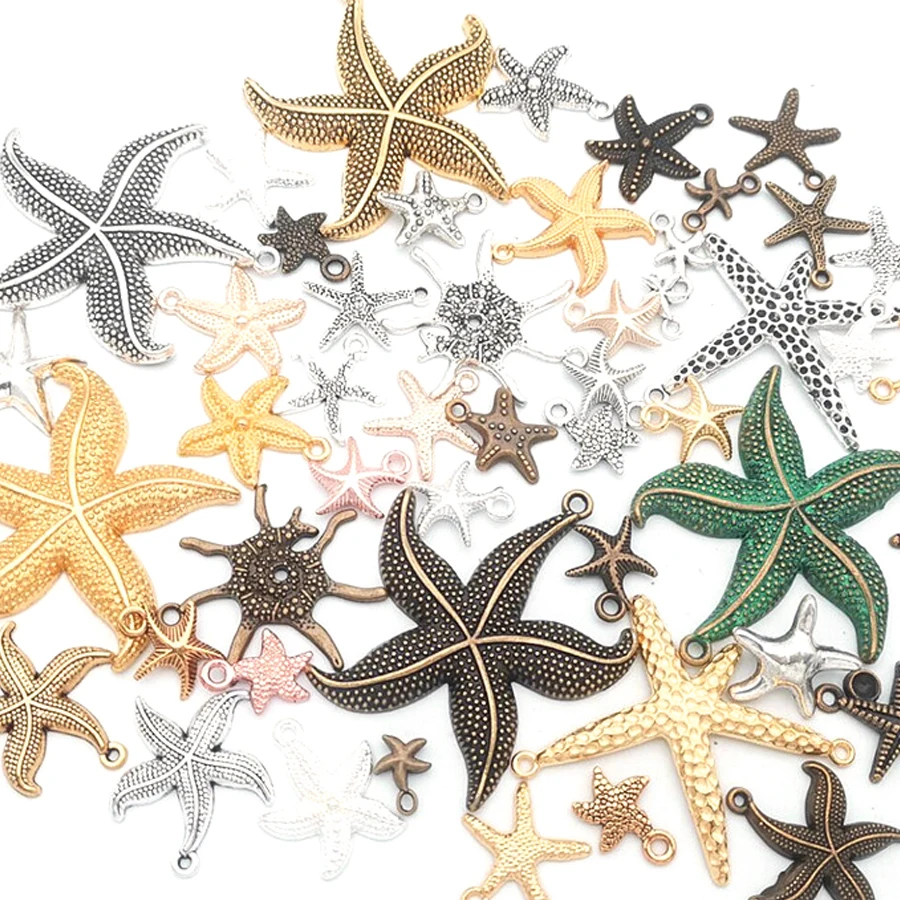 

50g 100g DIY Mixed Starfish Charms Pendant Marine Life for Bracelets Anklet Craft Jewelry Making Components Kit Craft Wholesale