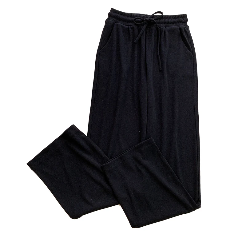 

Wide Leg Pants Women's 2020 New Ice Silk High Waist Loose Casual Loose Womens Elegant Preppy Style Trousers Females Pants 680B