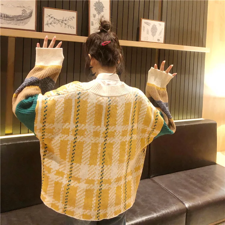 Loose Casual Color Matching Sweater Women's Sweaters Japanese Kawaii Ulzzang Female Korean Harajuku Cute Clothing For Women |