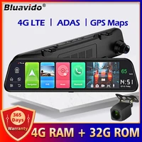 bluavido 12 inch 4g adas car mirror video camera android gps navigation 1080p wifi dual lens auto dvr recorder 24 hours monitor