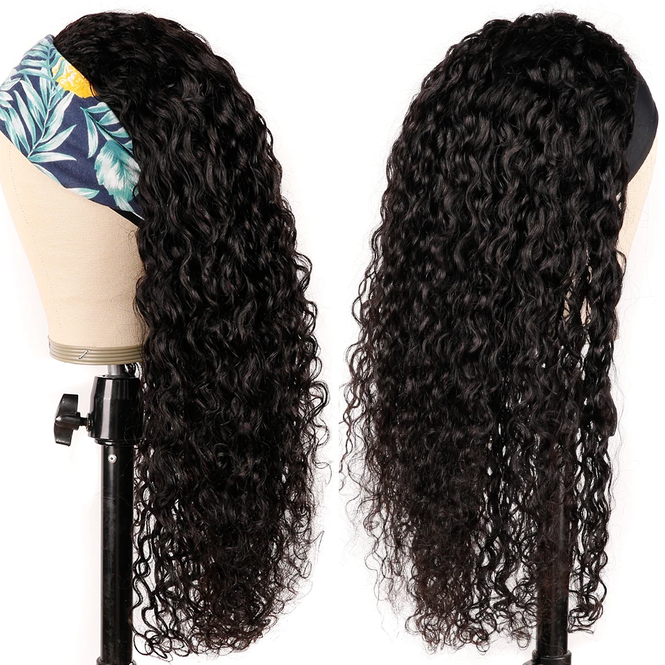 Headband Wig Human Hair Water Wave Full Wigs Remy Glueless Half Natural For Women Yepei | Шиньоны и парики