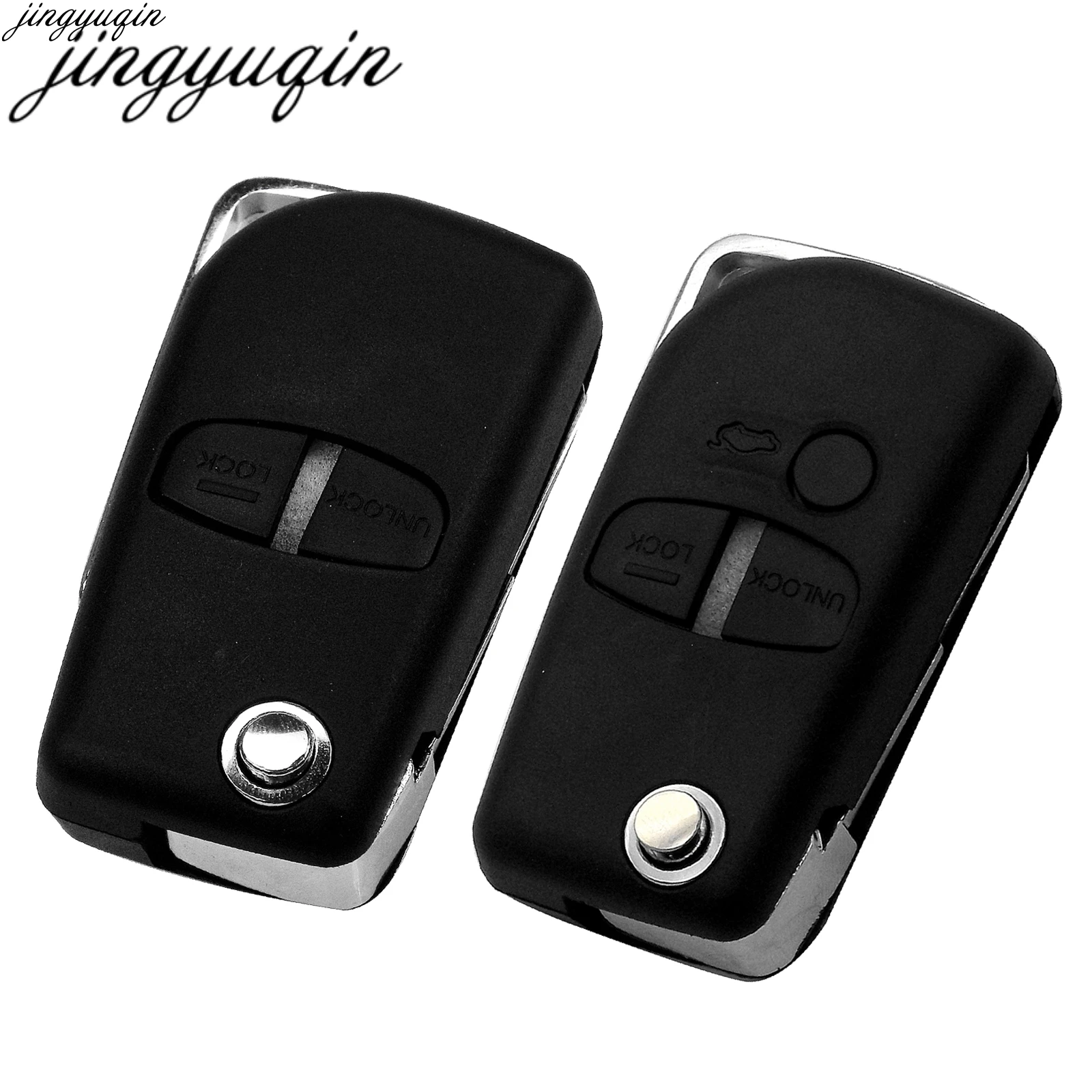 

jingyuqin For Mitsubishi New ASX GRANDIS Outlander LANCER-EX With Left/Right Blade 2/3 Buttons Modified Car key Case Shell