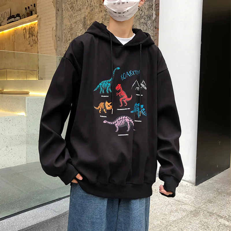Harajuku/мужская толстовка с принтом динозавра в виде темных икон коллекция 2019 года