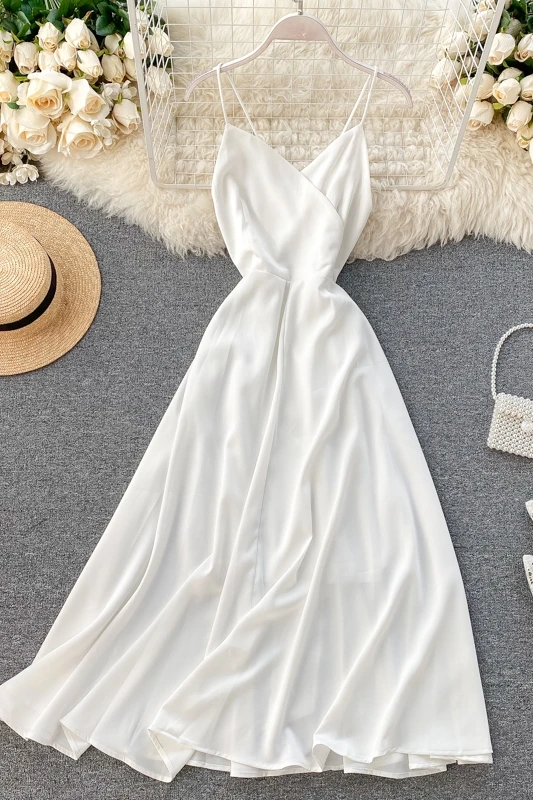 

Chic Fairy Gentle Wind Long Skirt Goddess Seaside Holiday Dress