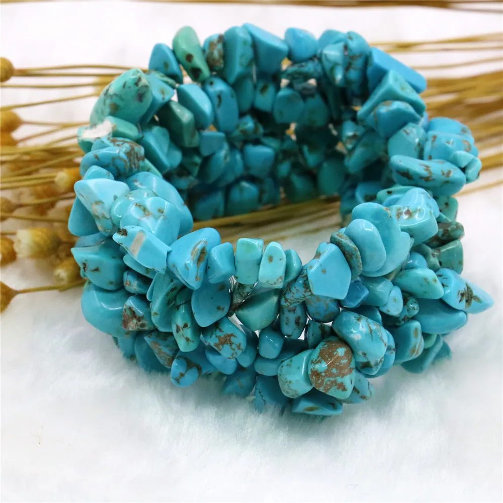 Модный Ретро браслет около 5x7 мм голубой бирюзовый гравий неправильной формы