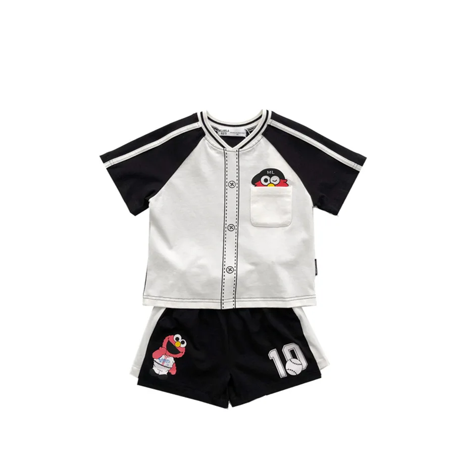 Tonytaobaby Весна и лето новый стиль спортивный комплект с короткими рукавами детский